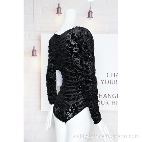 Factory Wholesale Mesh Flocking Jumpsuit
